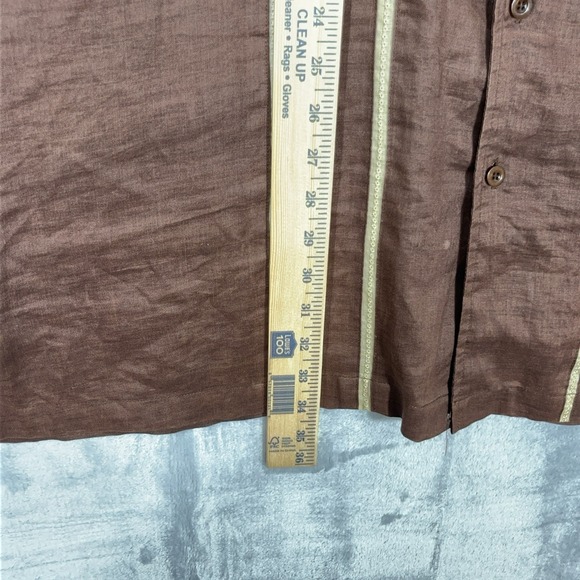 GodBody Mens 3XL Shirt 100% Linen Brown Short Sleeve Button Down Summer Casual - Picture 6 of 9